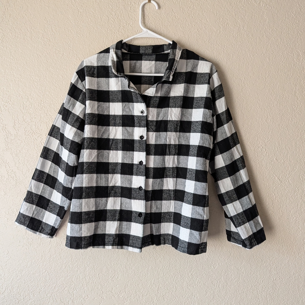 Black and White Plaid Kids Button Down Shirt 0096
